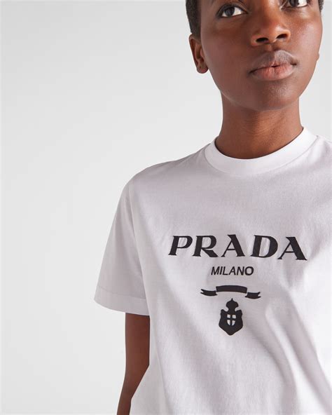 mens white prada tshirt|Prada milano t shirt price.